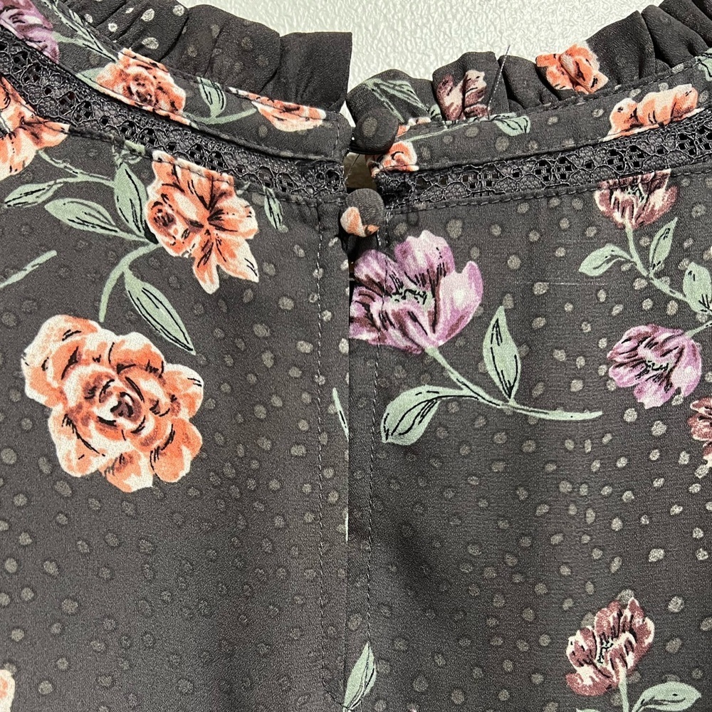 Torrid Georgette Lace Inset Blouse Floral Size 5 - Picture 5 of 13